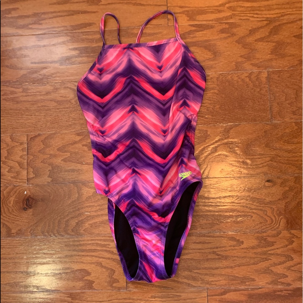 Speedo suit. Very bright and fun in person